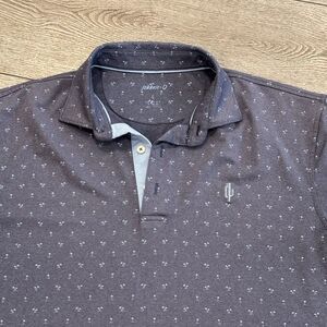 Johnnie-O Golf Polo Shirt Blue Palm Trees All Over Print Pattern Mens Large